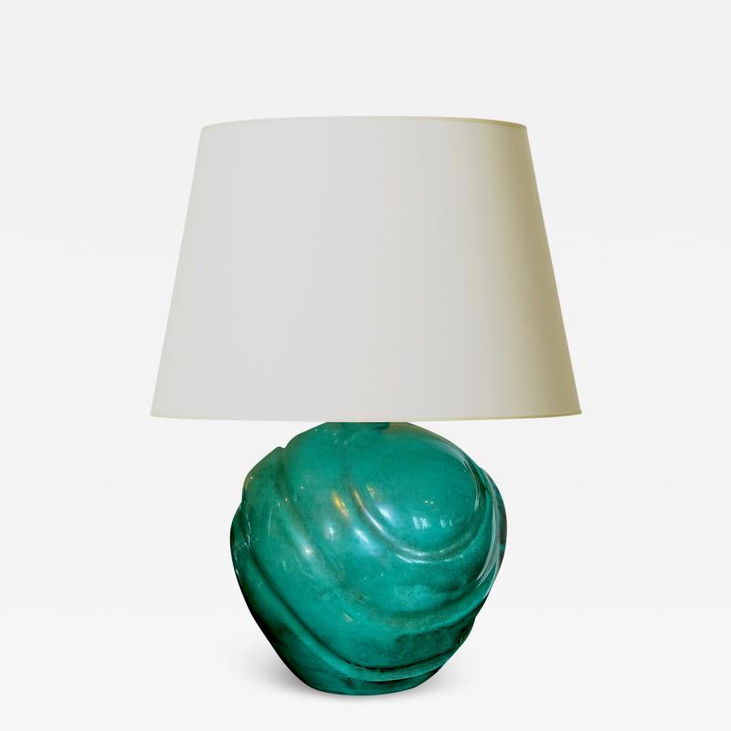 Upsala Ekeby Swedish Modern Lamp in Copper Oxide Glaze by Upsala Ekeby