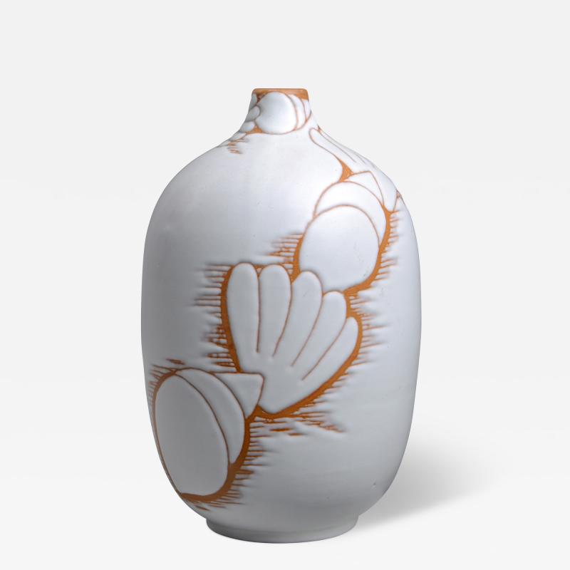 Upsala Ekeby Vase with Seashell Design by Anna Lisa Thomson for Ekeby