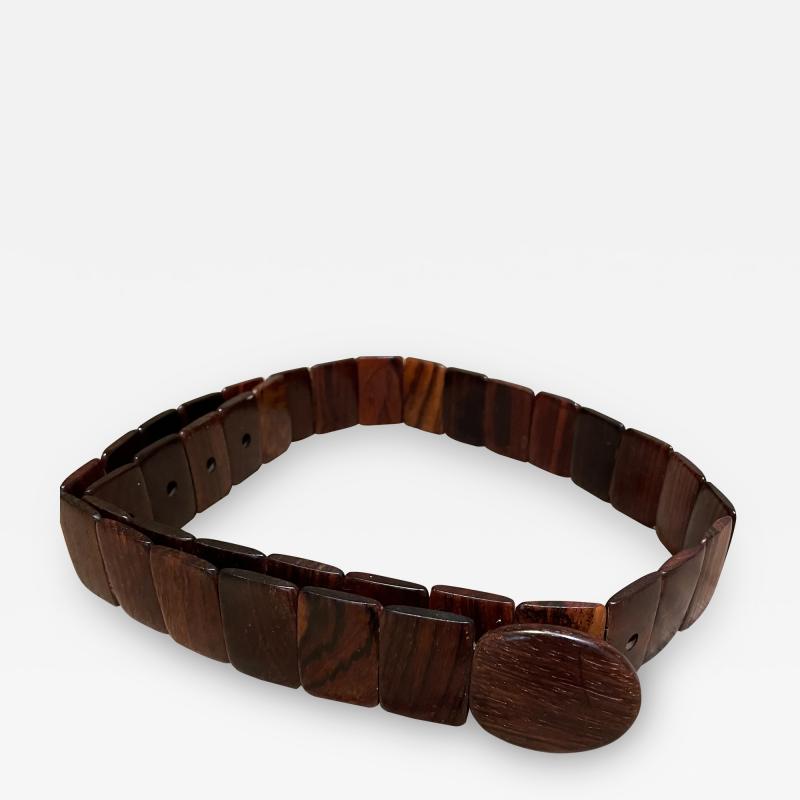 Upscale Hippie Rosewood Link BELT Handcrafted in Exotic Rich Grain 1970s MEXICO
