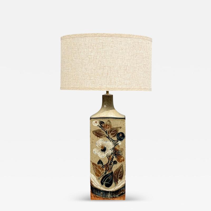Ursula Printz Large Table Lamp Brown Stoneware Denmark 1960s