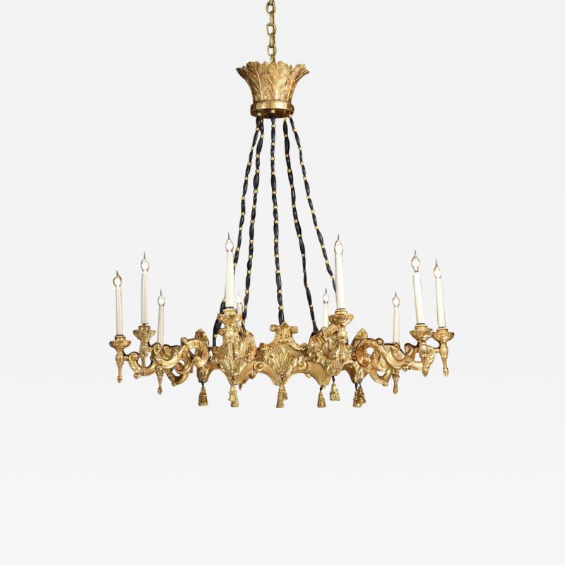 VERY LARGE ITALIAN GILTWOOD 10 BRANCH BAROQUE STYLE CHANDELIER 3 75FT WIDE 