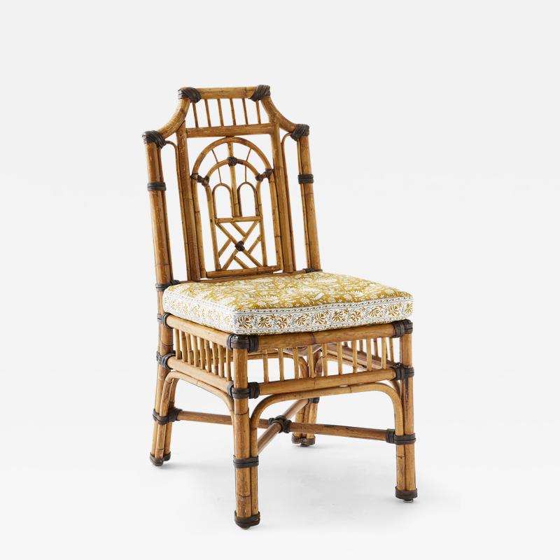 VINTAGE BAMBOO CHAIR WITH LEATHER ACCENTS