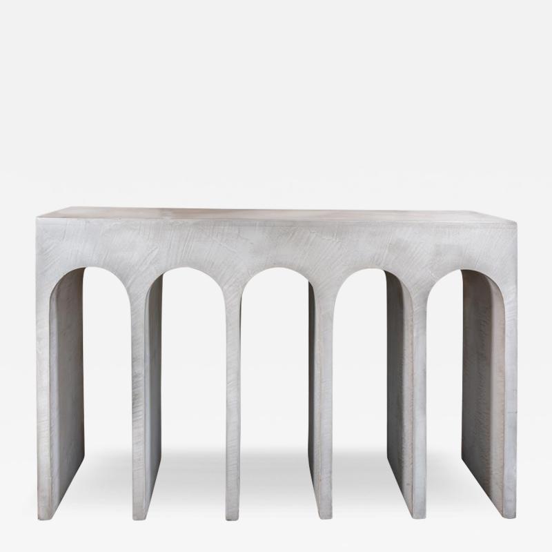 VINTAGE CONCRETE RESIN BRIDGE CONSOLE TABLE