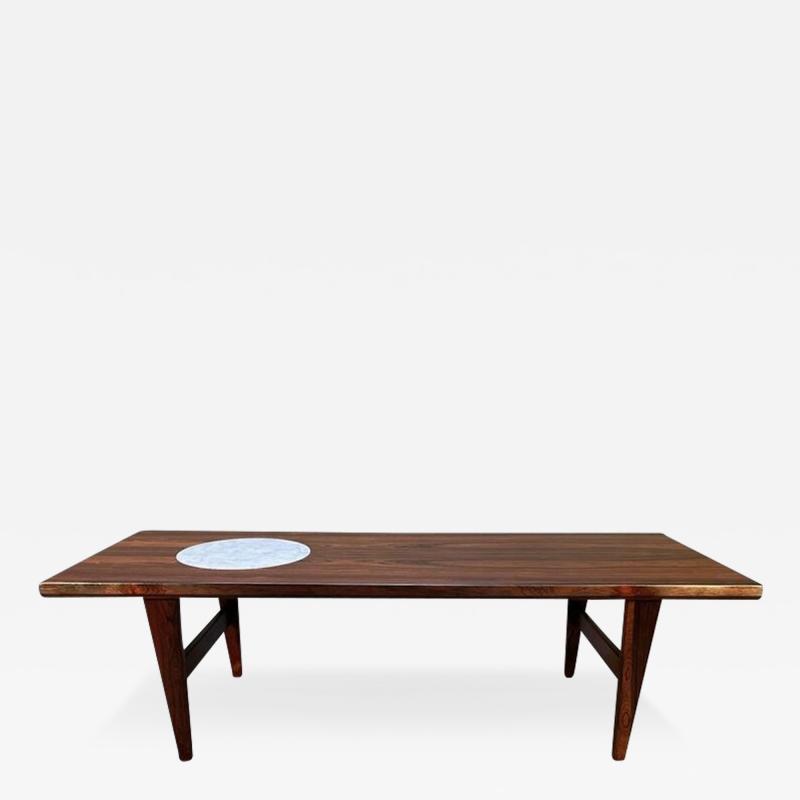 VINTAGE DANISH MID CENTURY MODERN ROSEWOOD AND MARBLE COFFEE TABLE