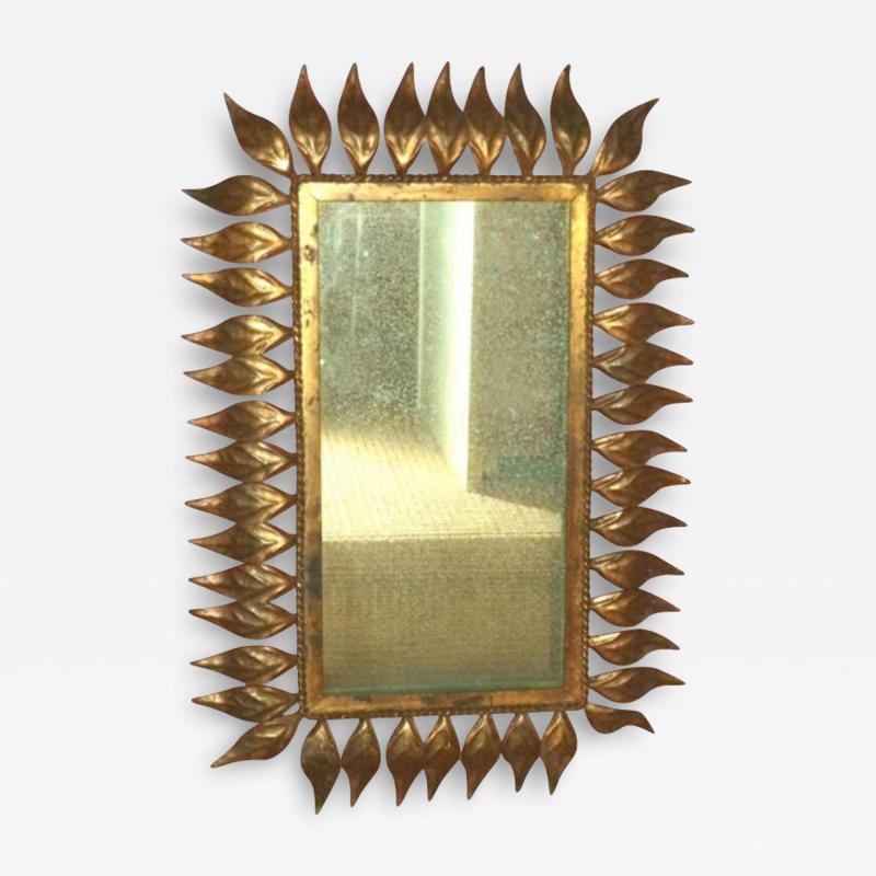 VINTAGE SPANISH GILT METAL LEAF FRAME MIRROR