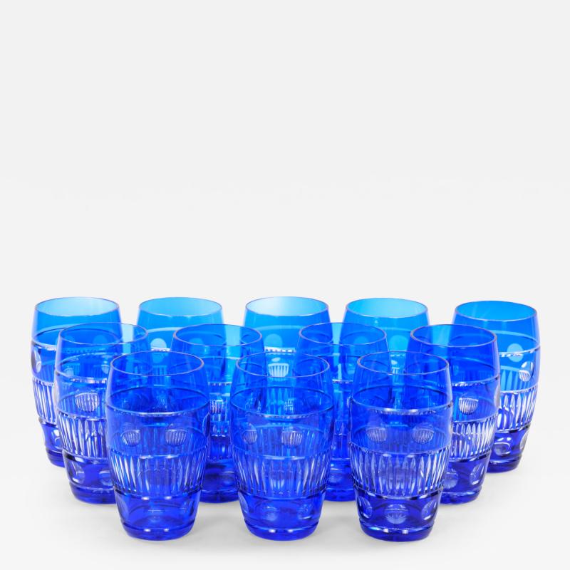 Val Saint Lambert Cobalt Blue Tableware Crystal Water Service For 12 People