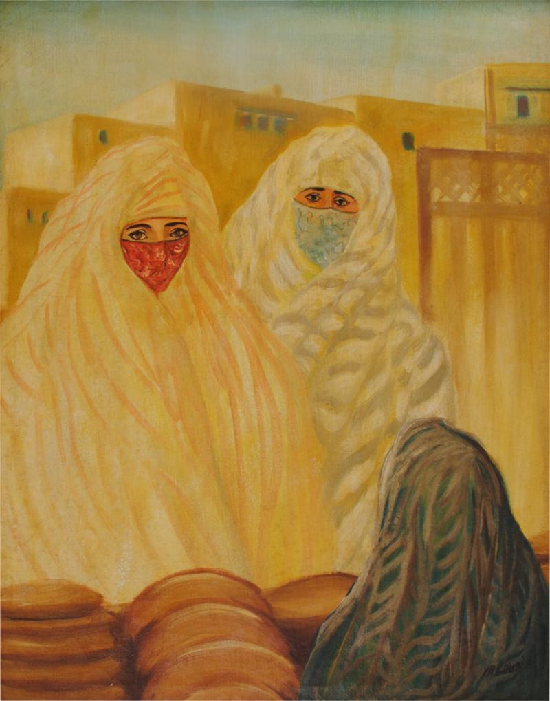 Valery Ivanovich Jacobi Orientalist Painting of Veiled Women