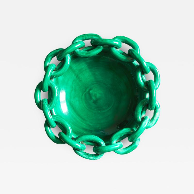 Vallauris French Emerald Green Ceramic with Chain Edge Detail