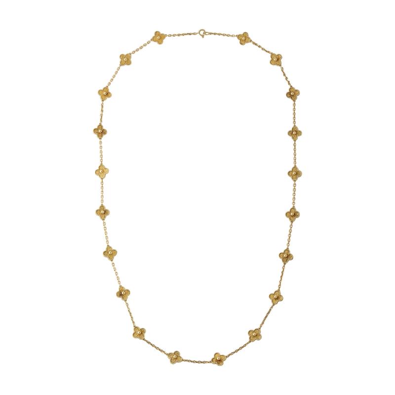 Van Cleef and Arpels 18k 20 Motif Gold Alhambra Vintage Necklace