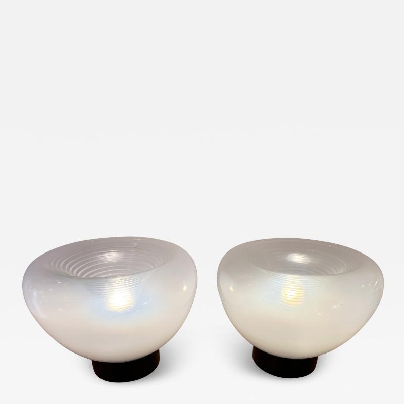 VeArt Pair of Murano Glass and Black Lacquered Metal Lamps by VeArt Italy 1970s