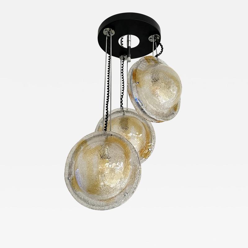 VeArt Planetarium Chandelier Amber Murano Glass and Metal by VeArt Italy 1970s