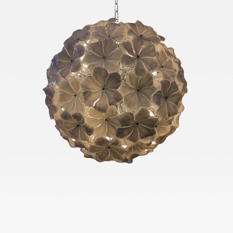 Venetian Beige Flowers Murano Style Glass Sputnik Chandelier