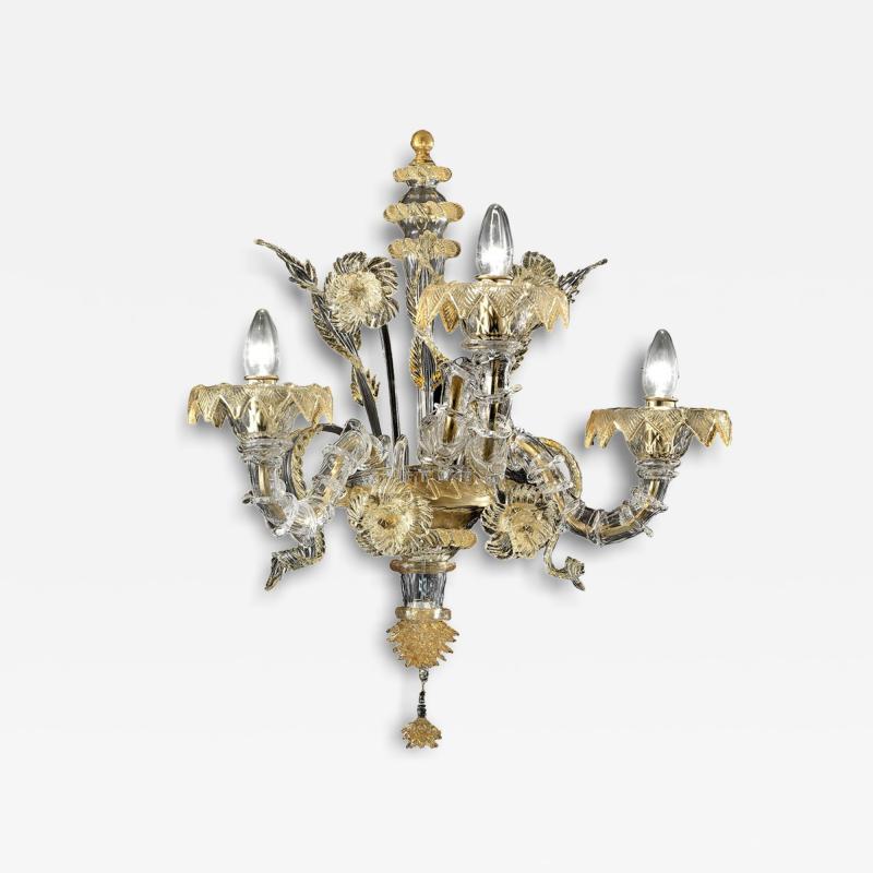 Venetian Ca Rezzonico Murano Glass Gold Wall Sconce