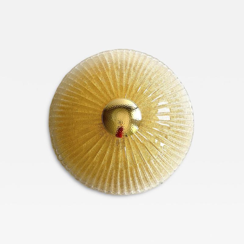 Venetian Lens Amber Graniglia Murano Glass Flush Mount