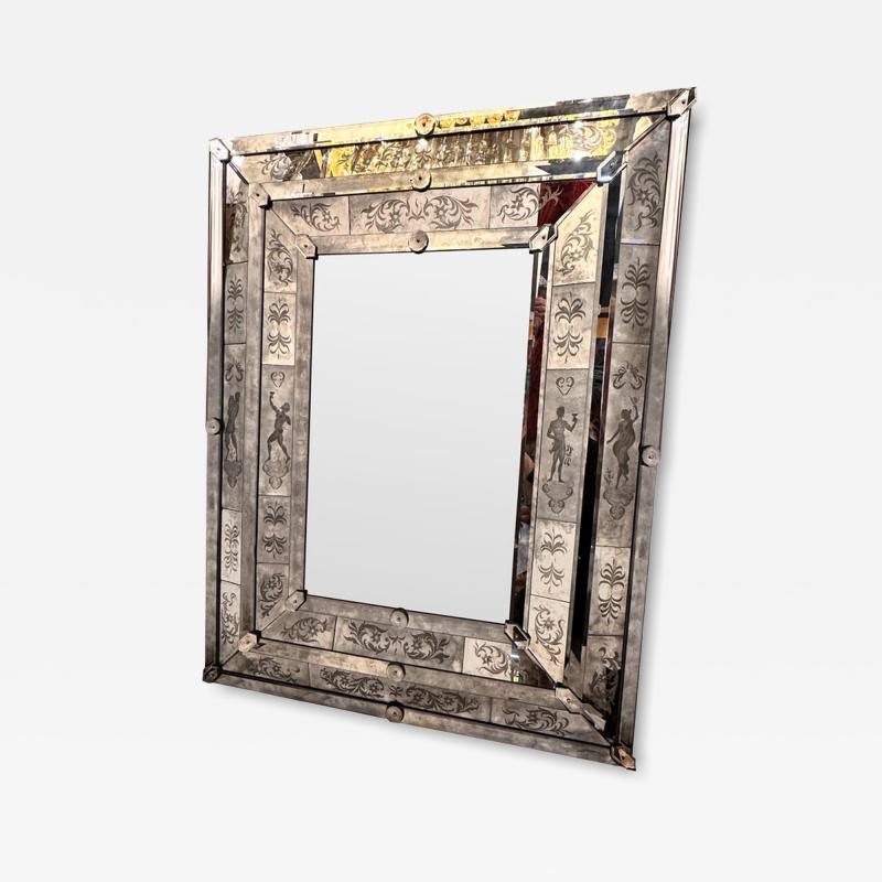 Venetian Mythological Hand Carving Baccus Figures in Antiqued Mirror