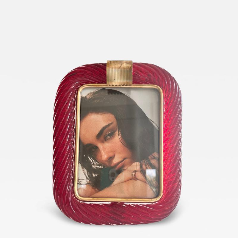 Venetian Red Torchon Murano Glass Picture Frame