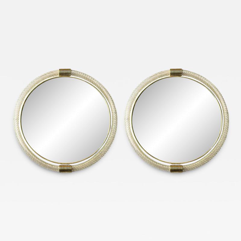 Venetian Torciglione Murano Glass Wall Mirrors With Gold Leaf Detailing