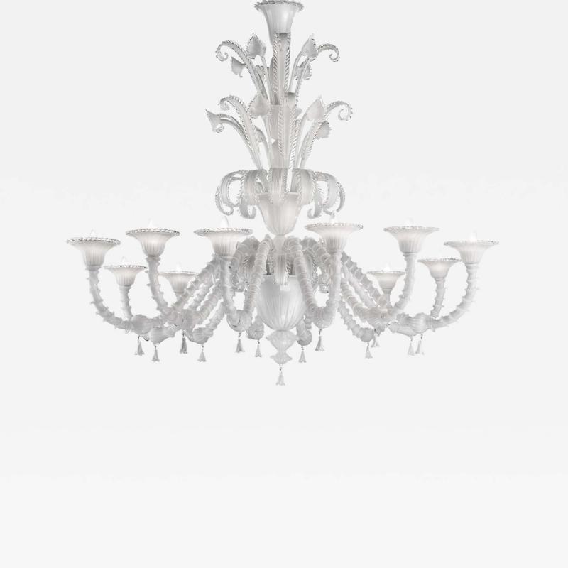 Venetian White C Rezzonico Murano Glass Chandelier