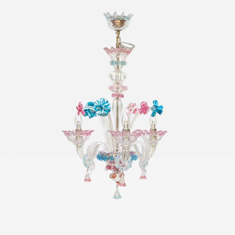 Venetian blown glass 3 arms with Multi color flower decor