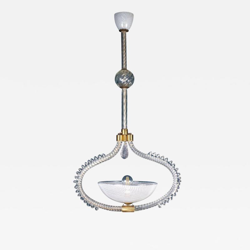 Venini Reticello Elegant Murano Glass Lanterns or Pendants 1940s