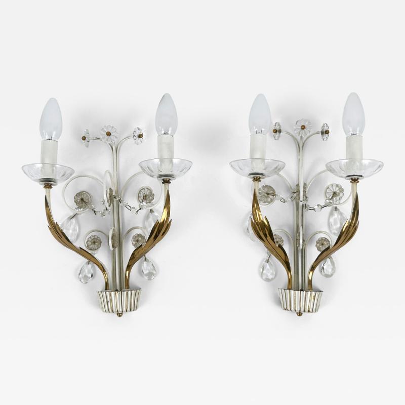 Vereinigte Werksta tten Set of Two Elegant Brass Glass Sconces by Vereinigte Werkst tten 1960s