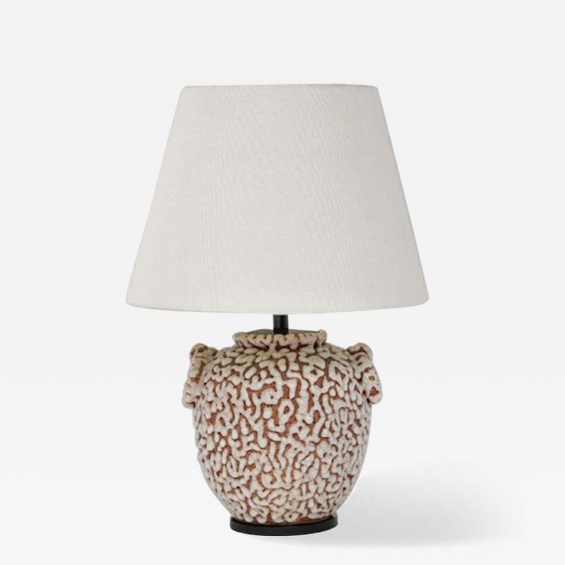 Vermiculated glazed ceramic lamp