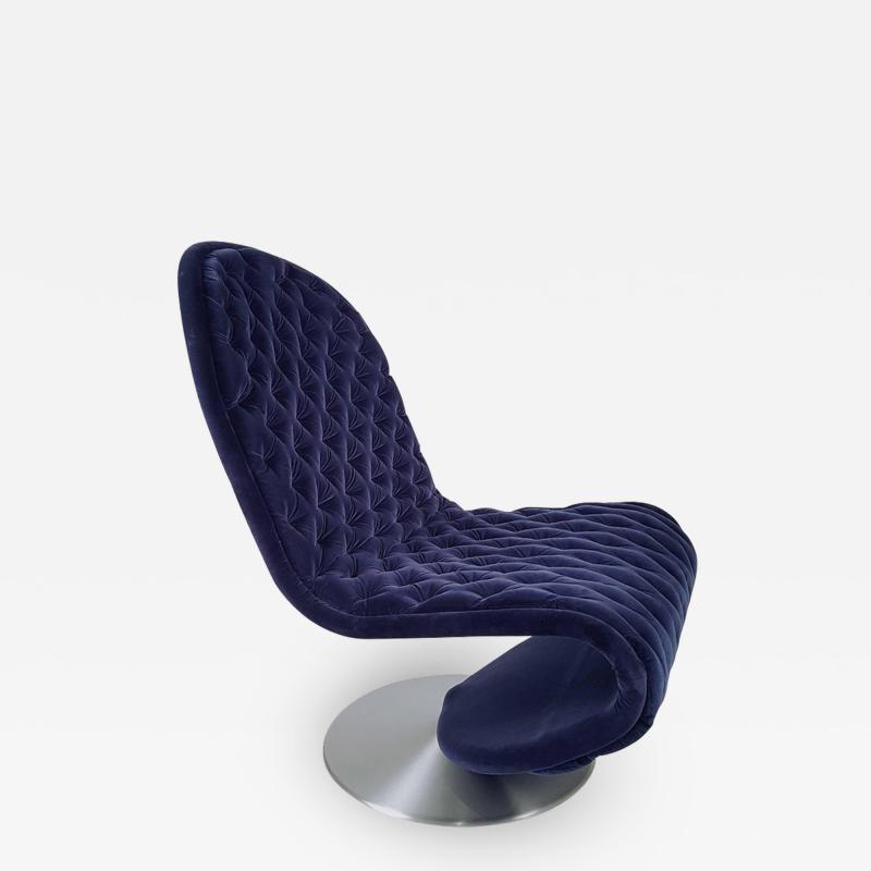 Verner Panton Danish Modern Verner Panton System 123 Deluxe Lounge Chair in Blue Velvet