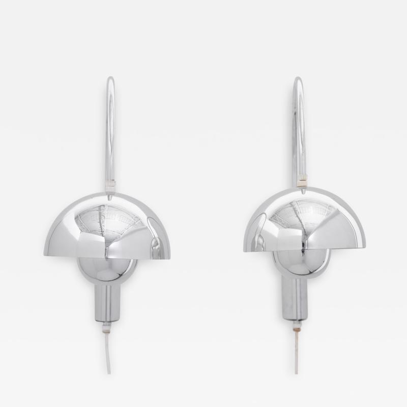 Verner Panton Sconces in Chrome from the Flower Pot Series Wall Mount 1960s