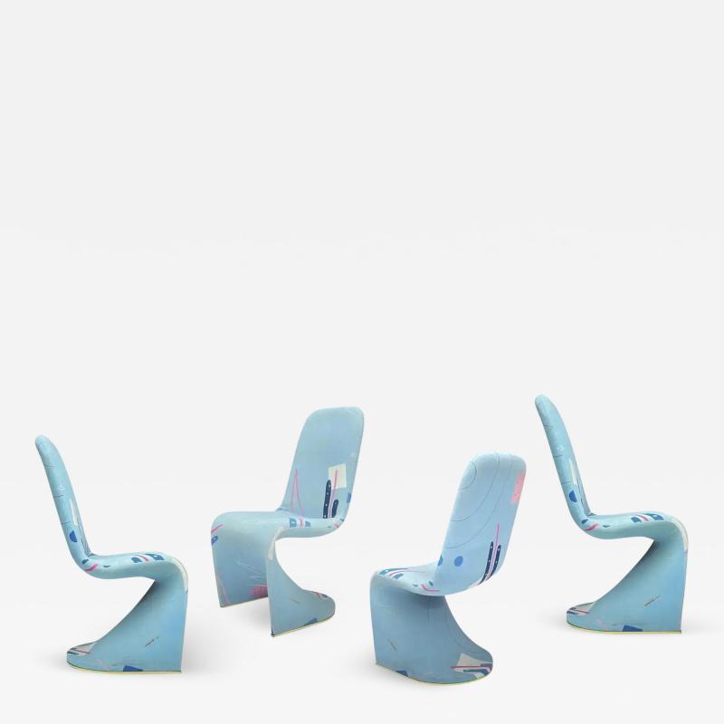 Verner Panton Set of Four Mid Century Modern Curvy Dining Chairs or Side Chairs After Panton