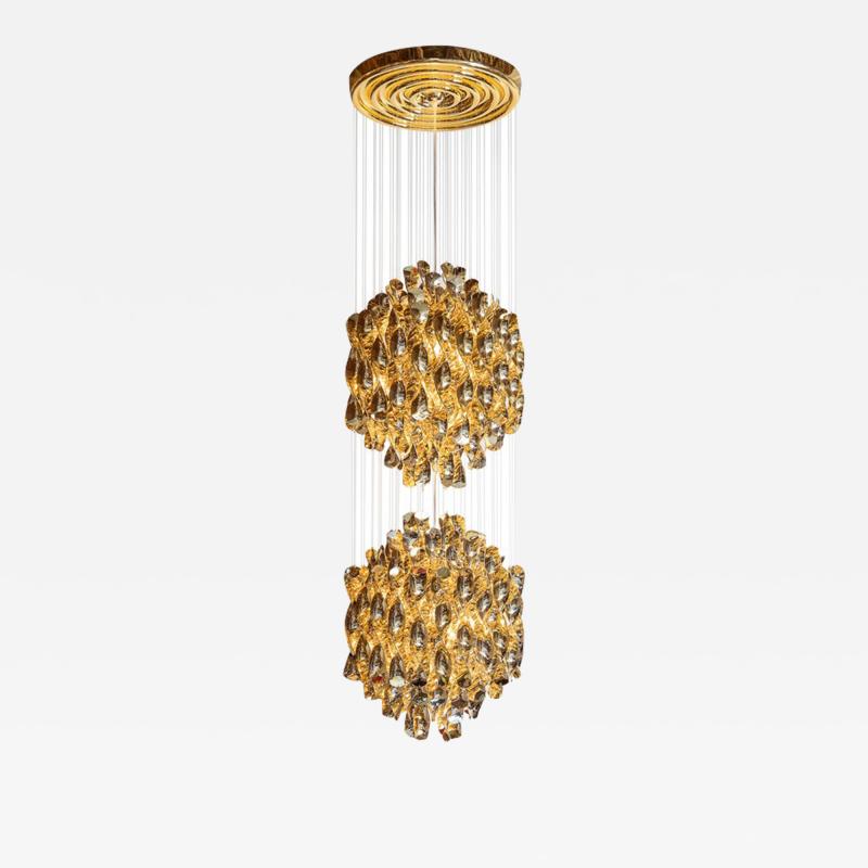 Verner Panton Verner Panton SP 2 Spiral Chandelier in Gold by Verpan