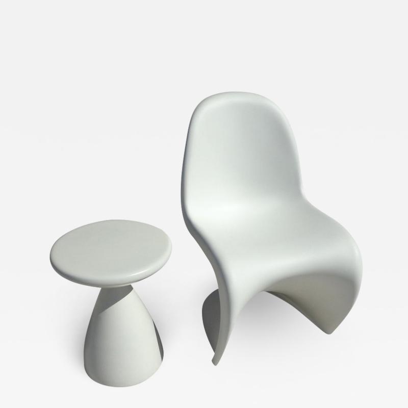 Verner Panton White Panton Chair by Verner Panton for Vitra with Side Stool