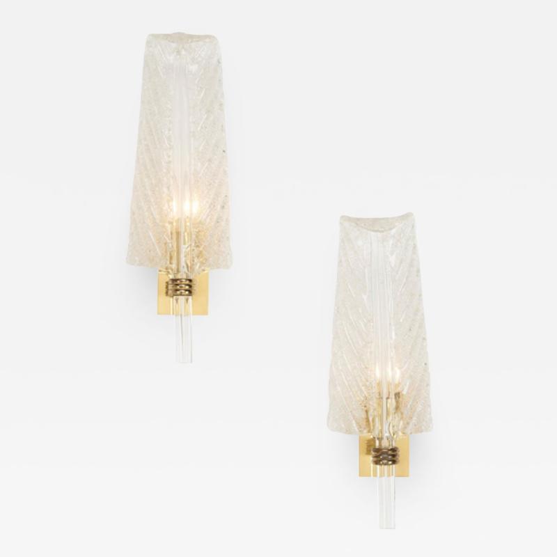 Veronese PAIR OF ITALIAN BLOWN FROSTED GLASS SCONCES BY VERONESE