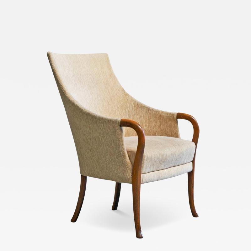 Very Elegant Mid Century Armchair in Wool and Beech Europe 1950s