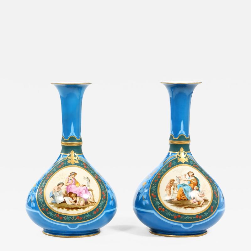 Very Fine Large Pair Old Paris Porcelain Vases