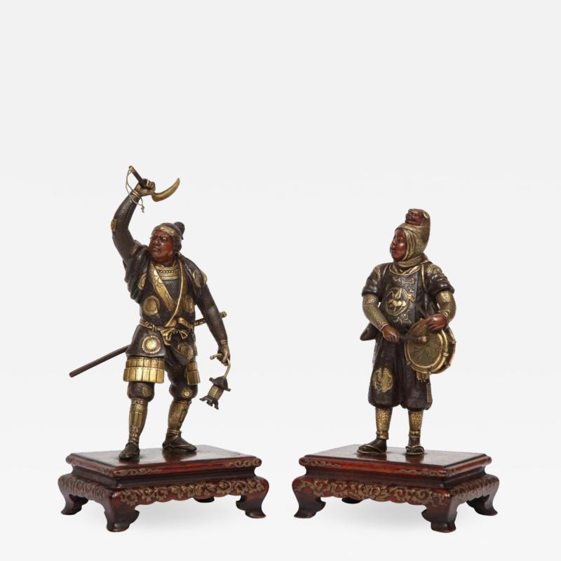 Very Fine Pair of Japanese Bronze Figures by Miyao Eisuke Meiji Period