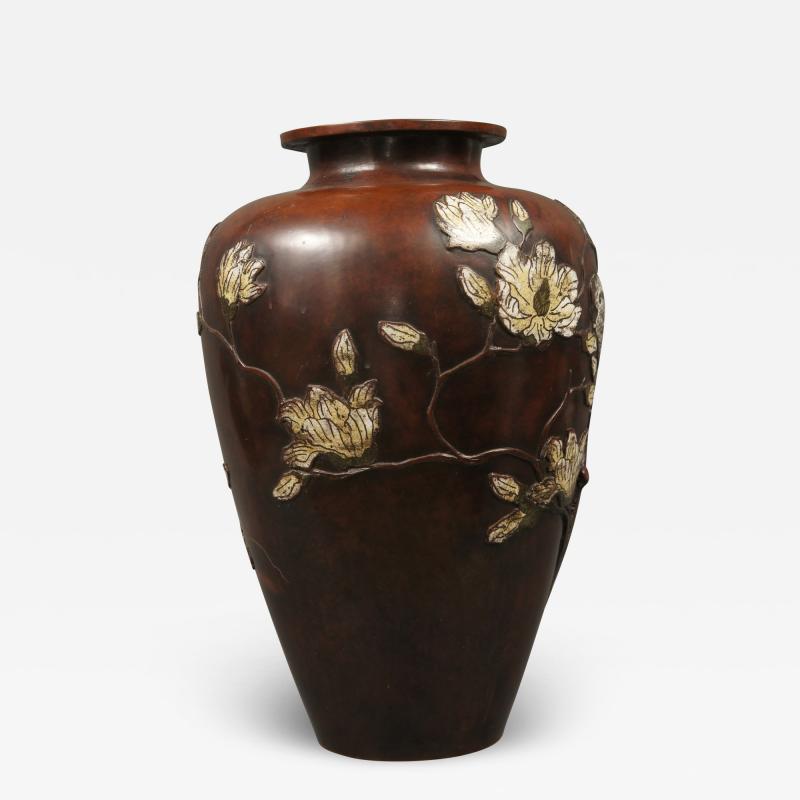 Very Large 19th Century Japanese Bronze Cloisonn Vase