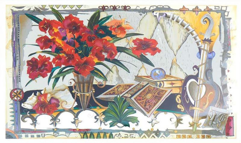 Very Large Gilt Wood Framed Lithograph Print