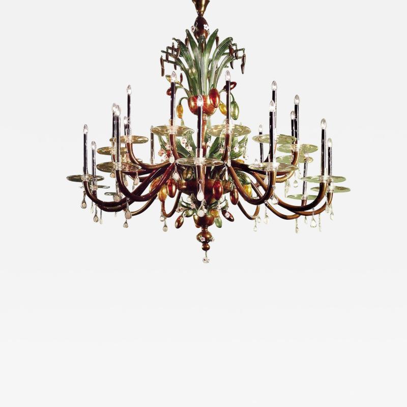 Very Large Multi Color Hand Blown Murano Venetian Glass Chandelier