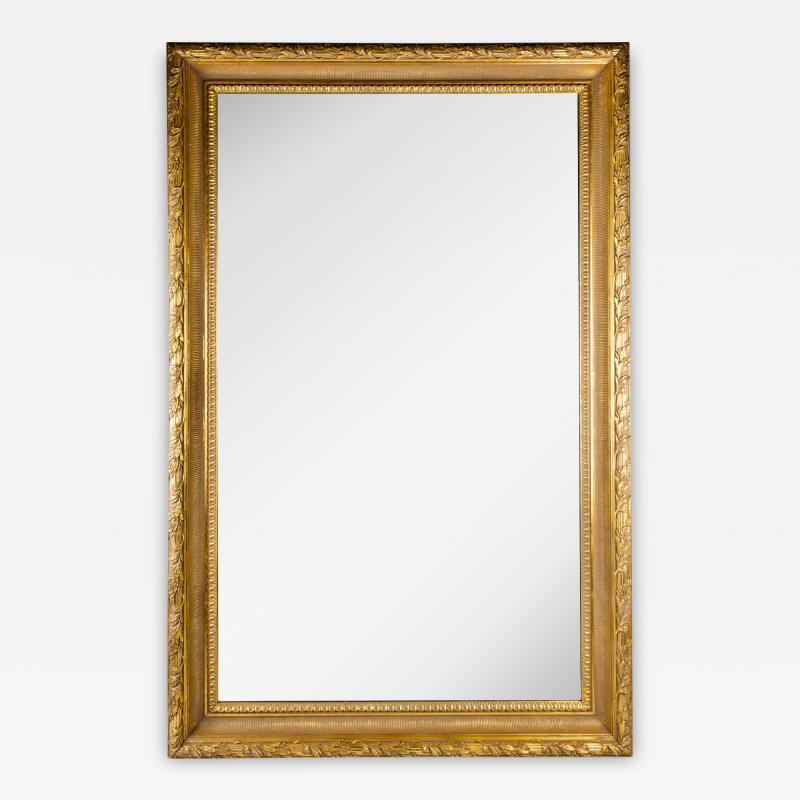 Very Large Vintage Gilded Wood Framed Hanging Wall Mantel Mirror