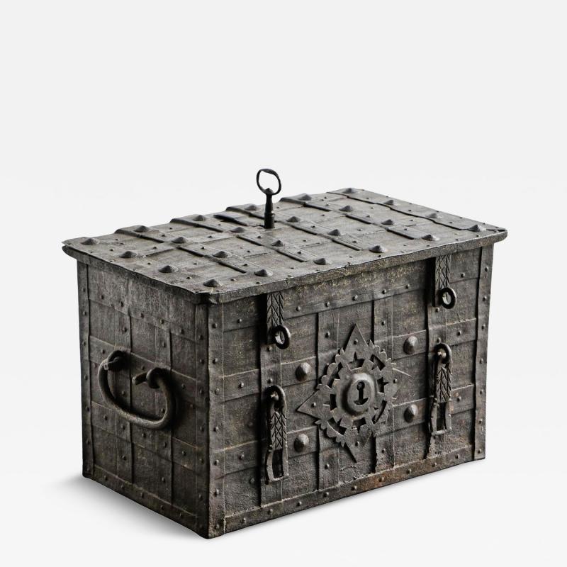Very Rare Antique Armada Box or Strongbox in Iron Early 17th Century