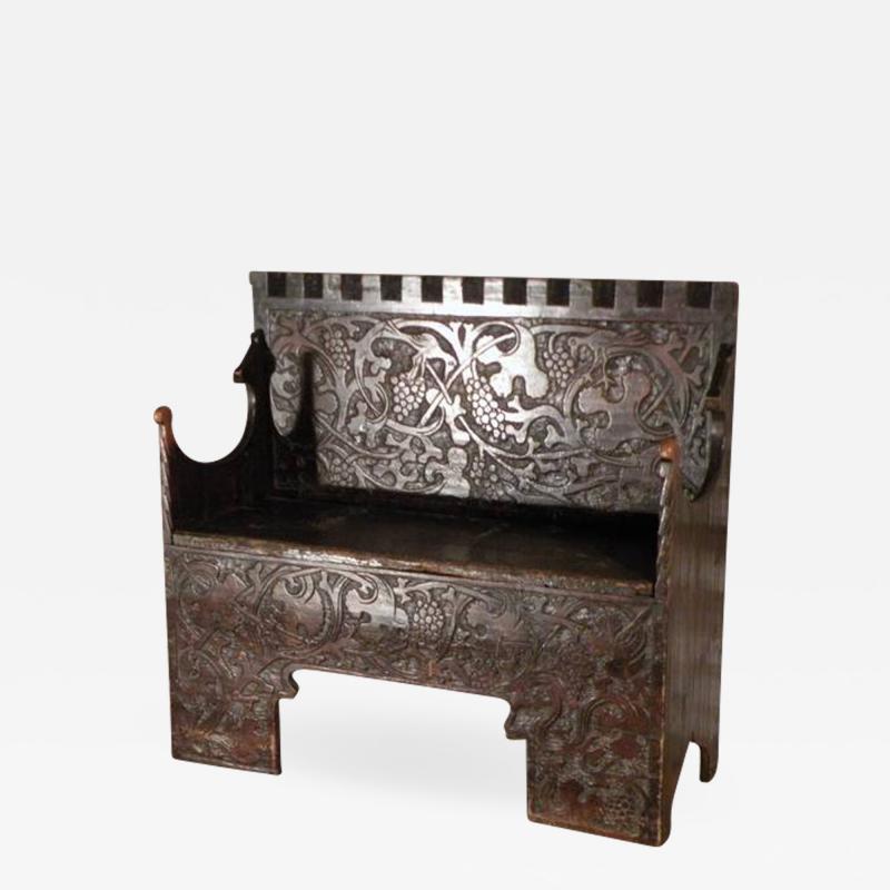 Very Rare Swiss or German Late Gothic early 16th century Flachschnitz Bench
