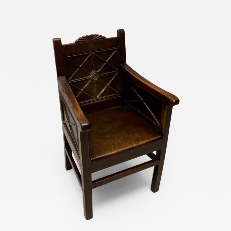 Very Unusual Archaic Georgian Wainscot Arm Chair