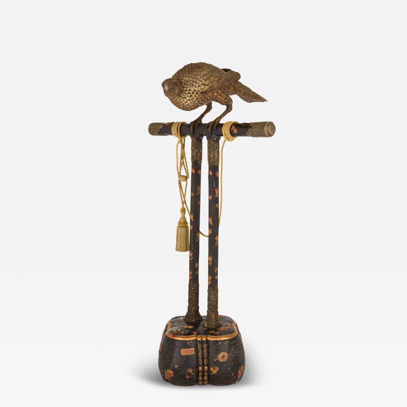 Very large Japanese bronze hawk sculpture on a stand