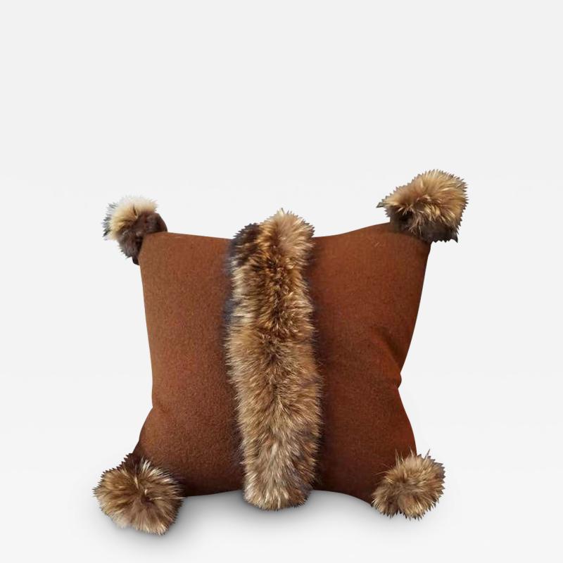 Via Veneto Merino Wool with Fur Trim Pillow