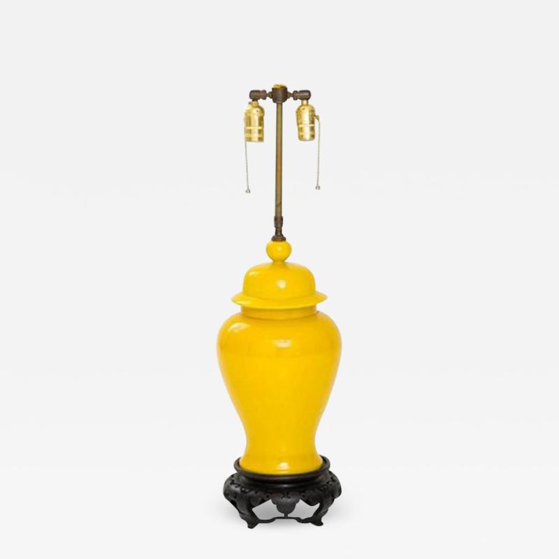 Vibrant Asian Style Yellow Ceramic Table Lamp