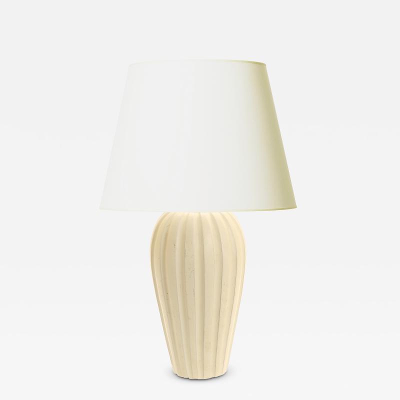 Vicke Lindstrand Fluted Table Lamp in Ivory Glaze by Vicke Lindstrand for Ekeby