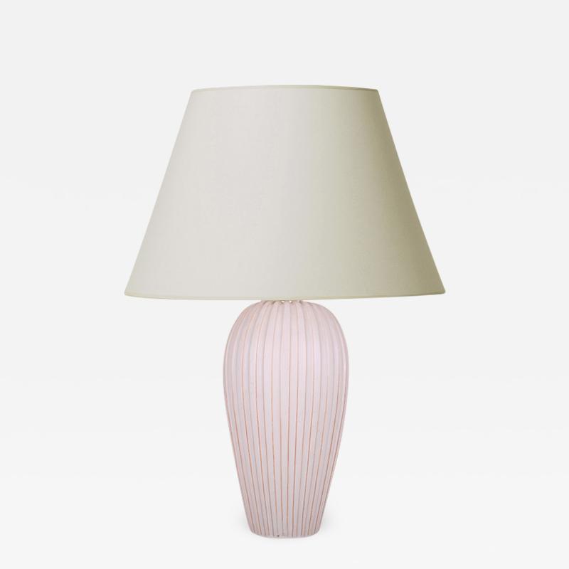 Vicke Lindstrand Swedish Modern Table Lamp with Carved Fluting by Vicke Lindstrand