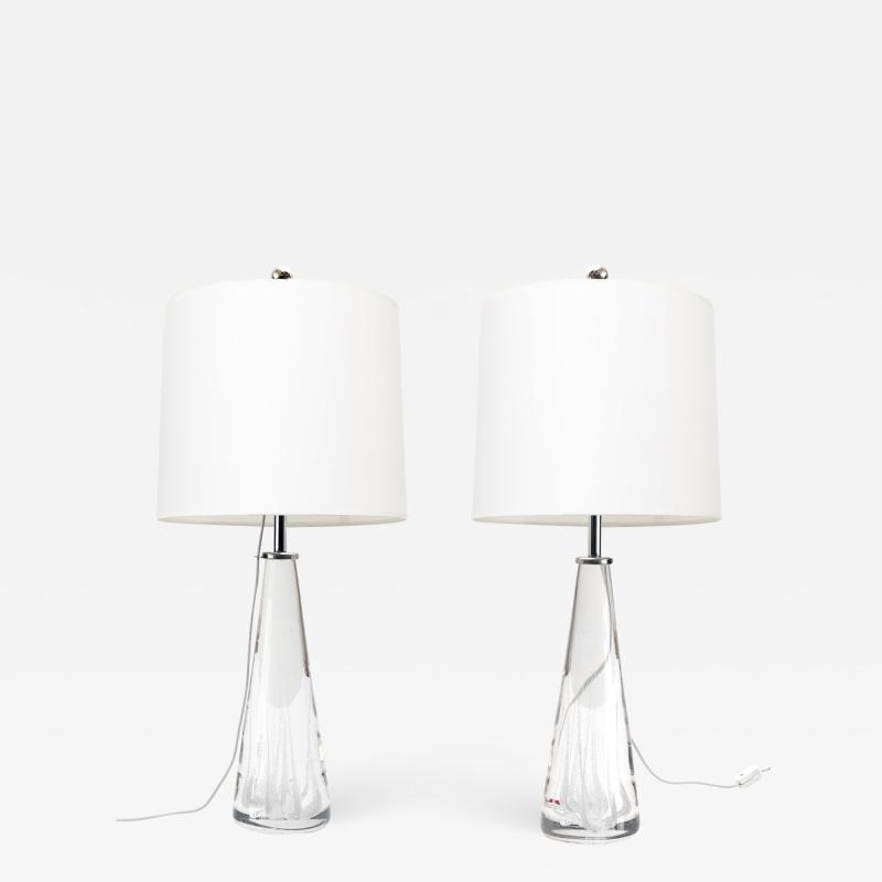 Vicke Lindstrand VICKE LINDSTRAND FOR KOSTA SOLID CRYSTAL LAMPS PAIR