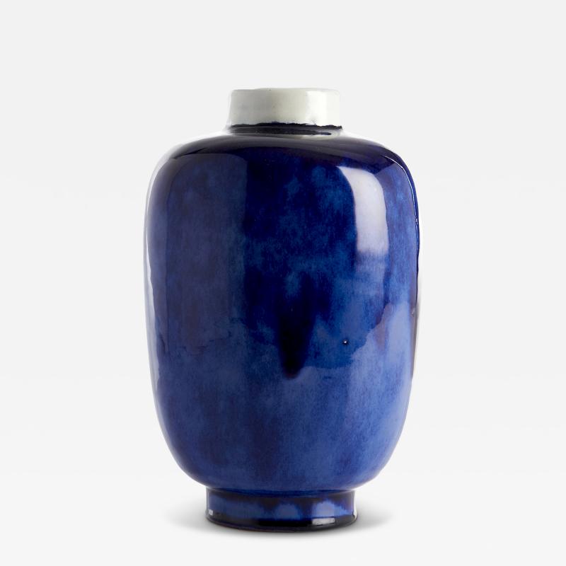 Vicke Lindstrand Vase in Saturated Blue Glaze by Vicke Lindstrand for Ekeby