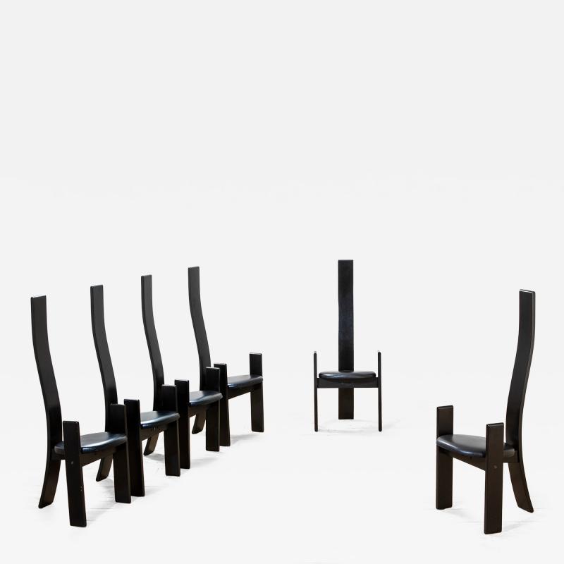 Vico Magistretti Vico Magistretti Golem Dining Chairs by Poggi Black Wood 1968